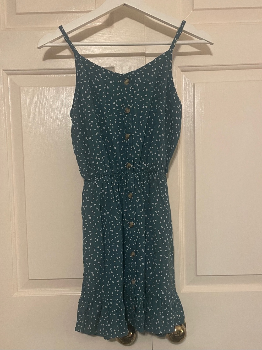 Abercrombie Kids Teal Polka Dot Romper 13/14 | Boho Chic Cottagecore Back Cutout